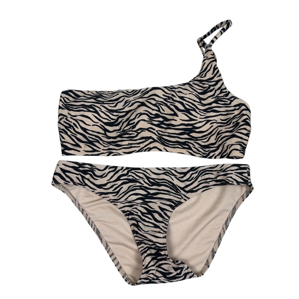 Hollister Zebra Stripe Tan & Black Bikini Set Top Size Medium Bottom Small - Picture 4 of 8